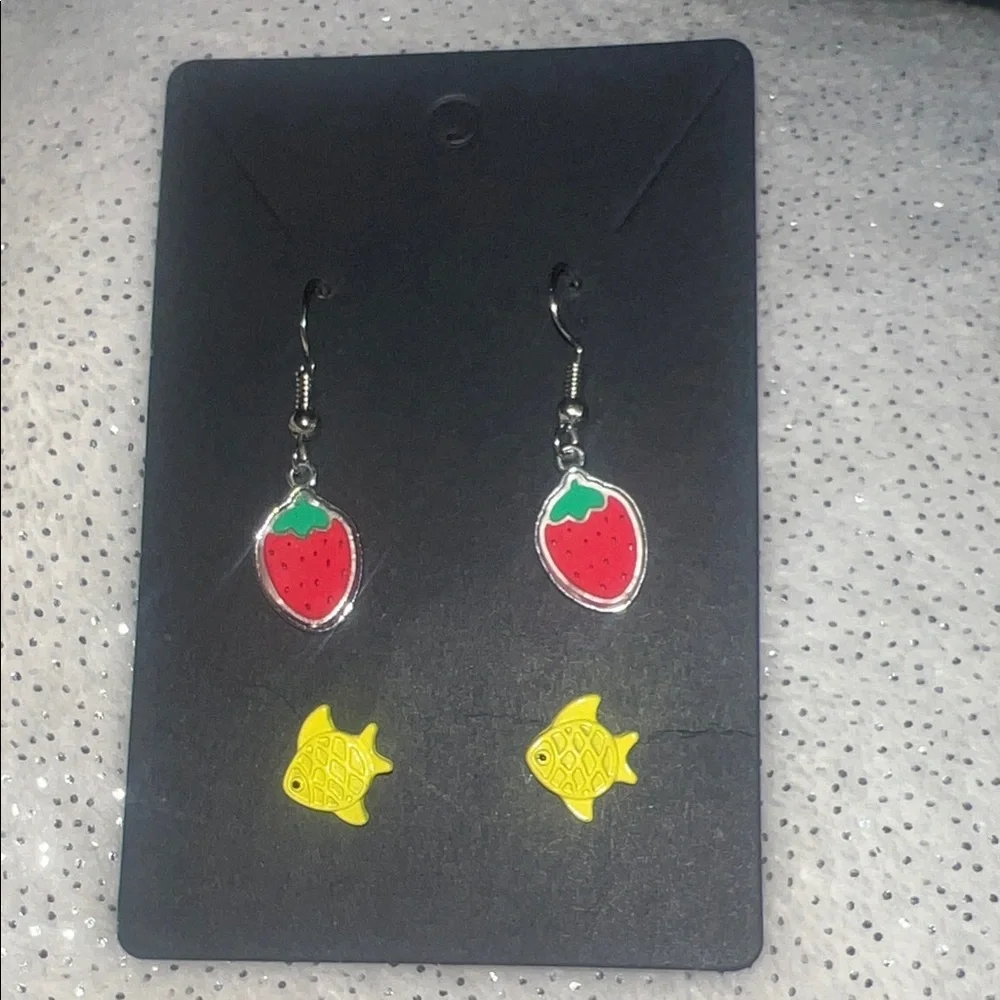 Strawberry and Fish Earrings Sets